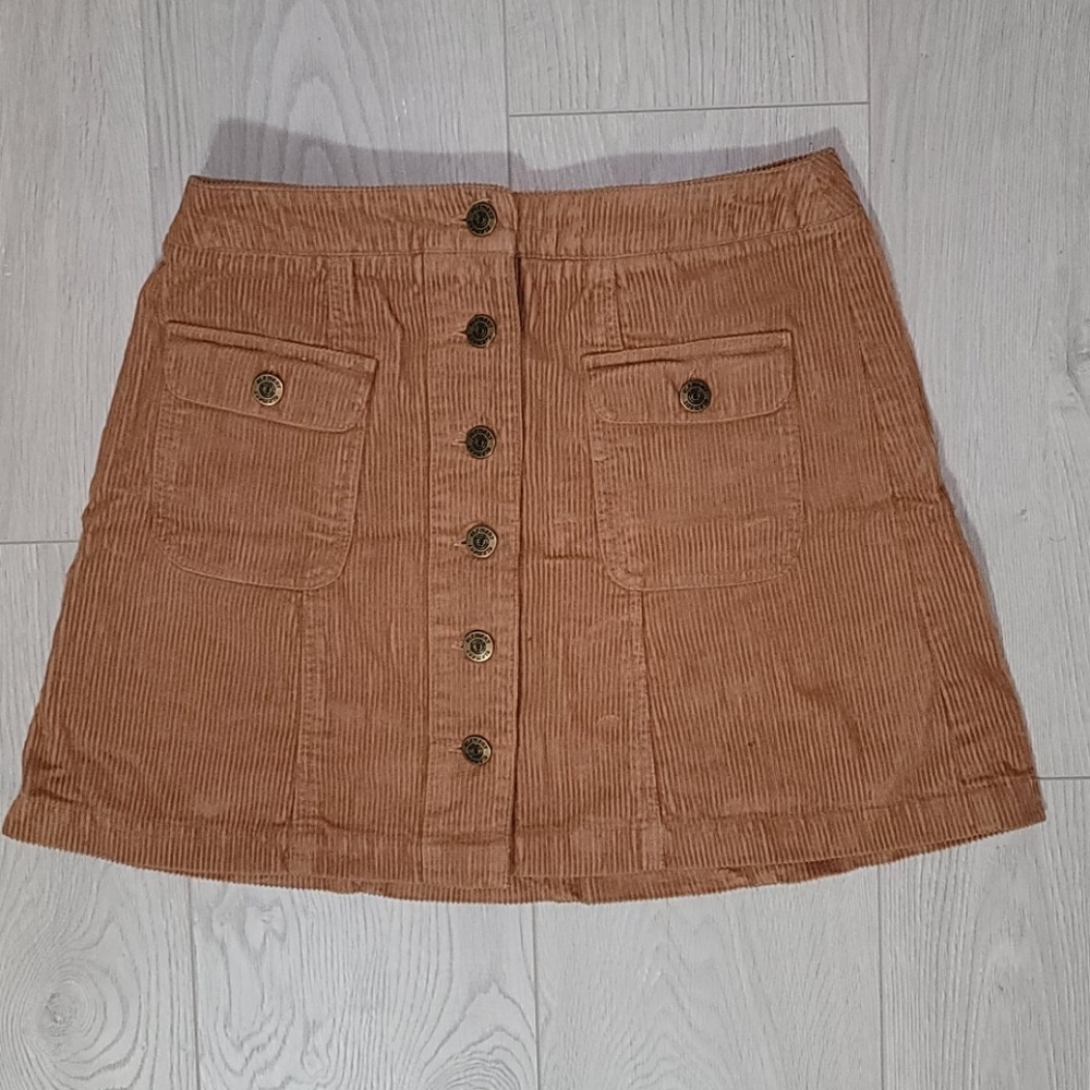 Hight Rise Button Front Corduroy Mini Skirt